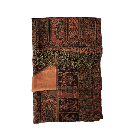 Earthy tones paisley pashmina scarf wrap shawl - Picture 2 of 4